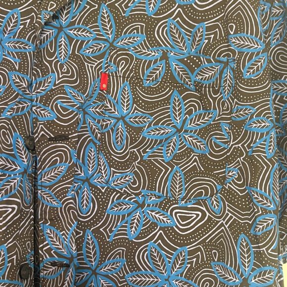 LEVI'S Relaxed Fit Short Sleeve Shirt Mens XL Blue Brown Hawaiian Floral Pockets - Picture 3 of 4
